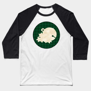 Sleigh bell and mistletoe over a black and green tile pattern Baseball T-Shirt